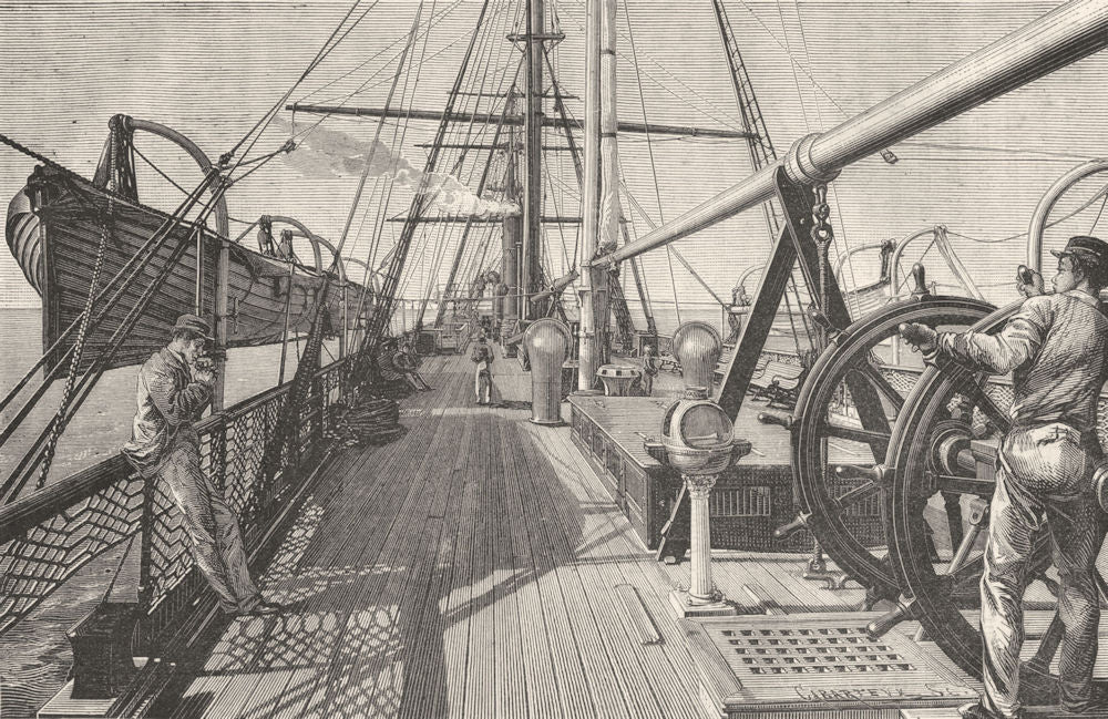 SEINE-MARITIME. Le Havre. generale du pont d'un paquebot Transatlantique 1880